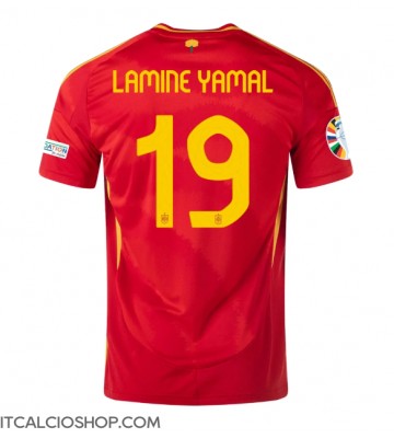 Spagna Lamine Yamal #19 Prima Maglia Europei 2024 Manica Corta